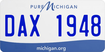 MI license plate DAX1948