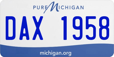 MI license plate DAX1958