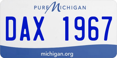 MI license plate DAX1967
