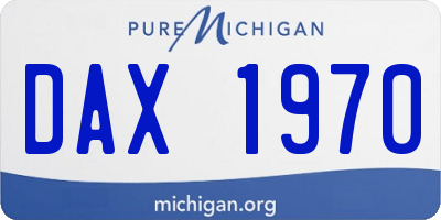 MI license plate DAX1970