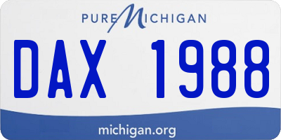MI license plate DAX1988