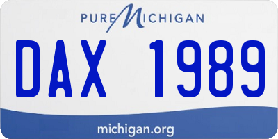 MI license plate DAX1989