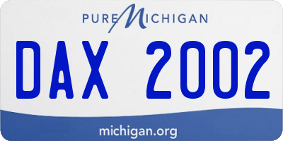 MI license plate DAX2002