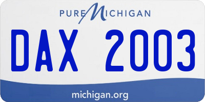 MI license plate DAX2003