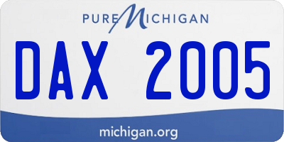 MI license plate DAX2005