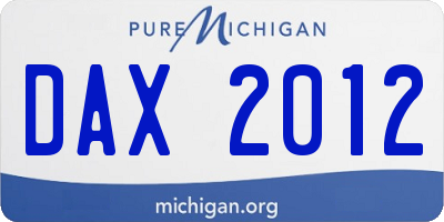 MI license plate DAX2012