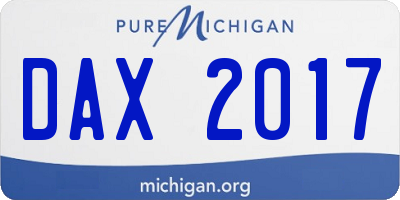 MI license plate DAX2017