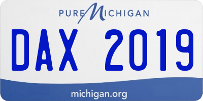 MI license plate DAX2019
