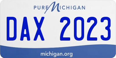 MI license plate DAX2023