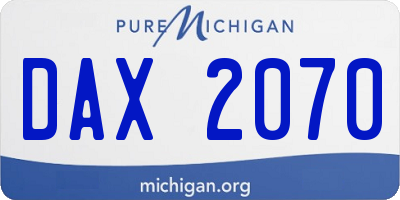 MI license plate DAX2070