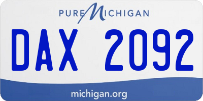 MI license plate DAX2092