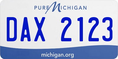 MI license plate DAX2123