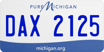 MI license plate DAX2125