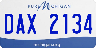 MI license plate DAX2134