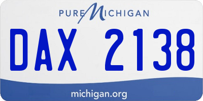 MI license plate DAX2138