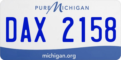 MI license plate DAX2158