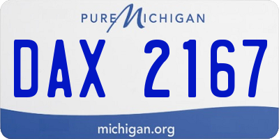 MI license plate DAX2167