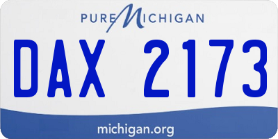 MI license plate DAX2173