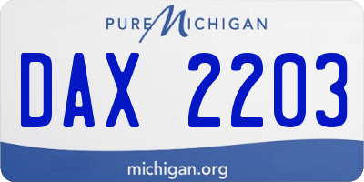 MI license plate DAX2203