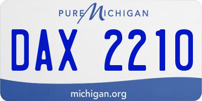 MI license plate DAX2210