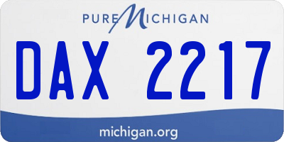 MI license plate DAX2217