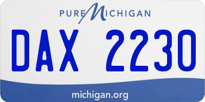 MI license plate DAX2230