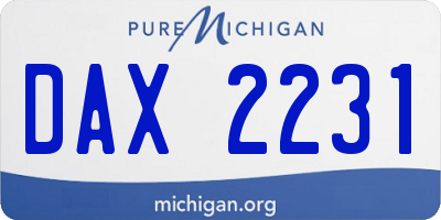 MI license plate DAX2231