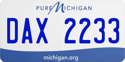 MI license plate DAX2233