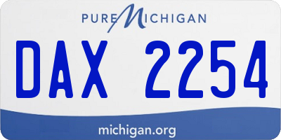 MI license plate DAX2254