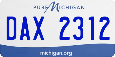 MI license plate DAX2312