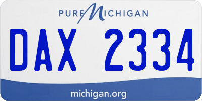 MI license plate DAX2334