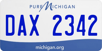 MI license plate DAX2342