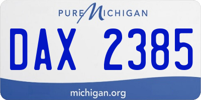 MI license plate DAX2385