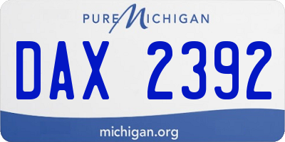 MI license plate DAX2392