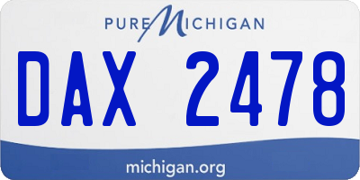 MI license plate DAX2478