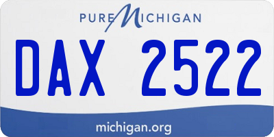 MI license plate DAX2522