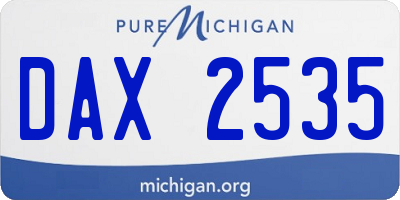 MI license plate DAX2535