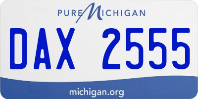 MI license plate DAX2555