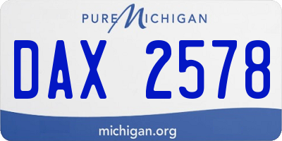 MI license plate DAX2578