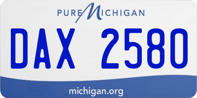 MI license plate DAX2580