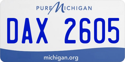 MI license plate DAX2605