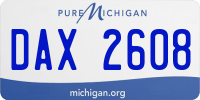 MI license plate DAX2608