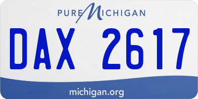 MI license plate DAX2617