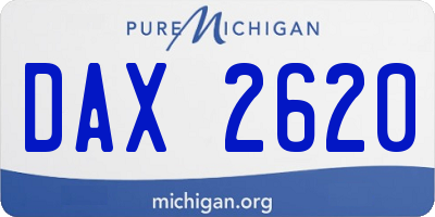 MI license plate DAX2620