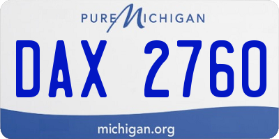 MI license plate DAX2760