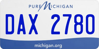 MI license plate DAX2780