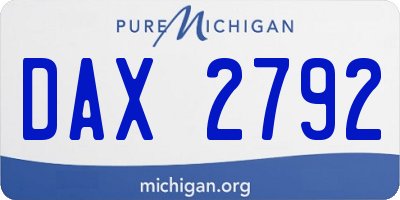 MI license plate DAX2792