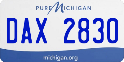 MI license plate DAX2830