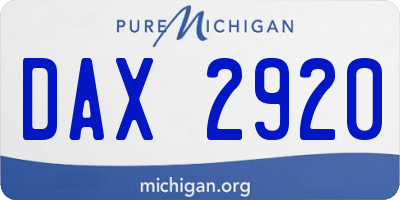 MI license plate DAX2920
