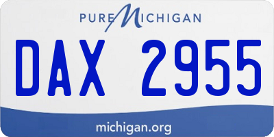 MI license plate DAX2955